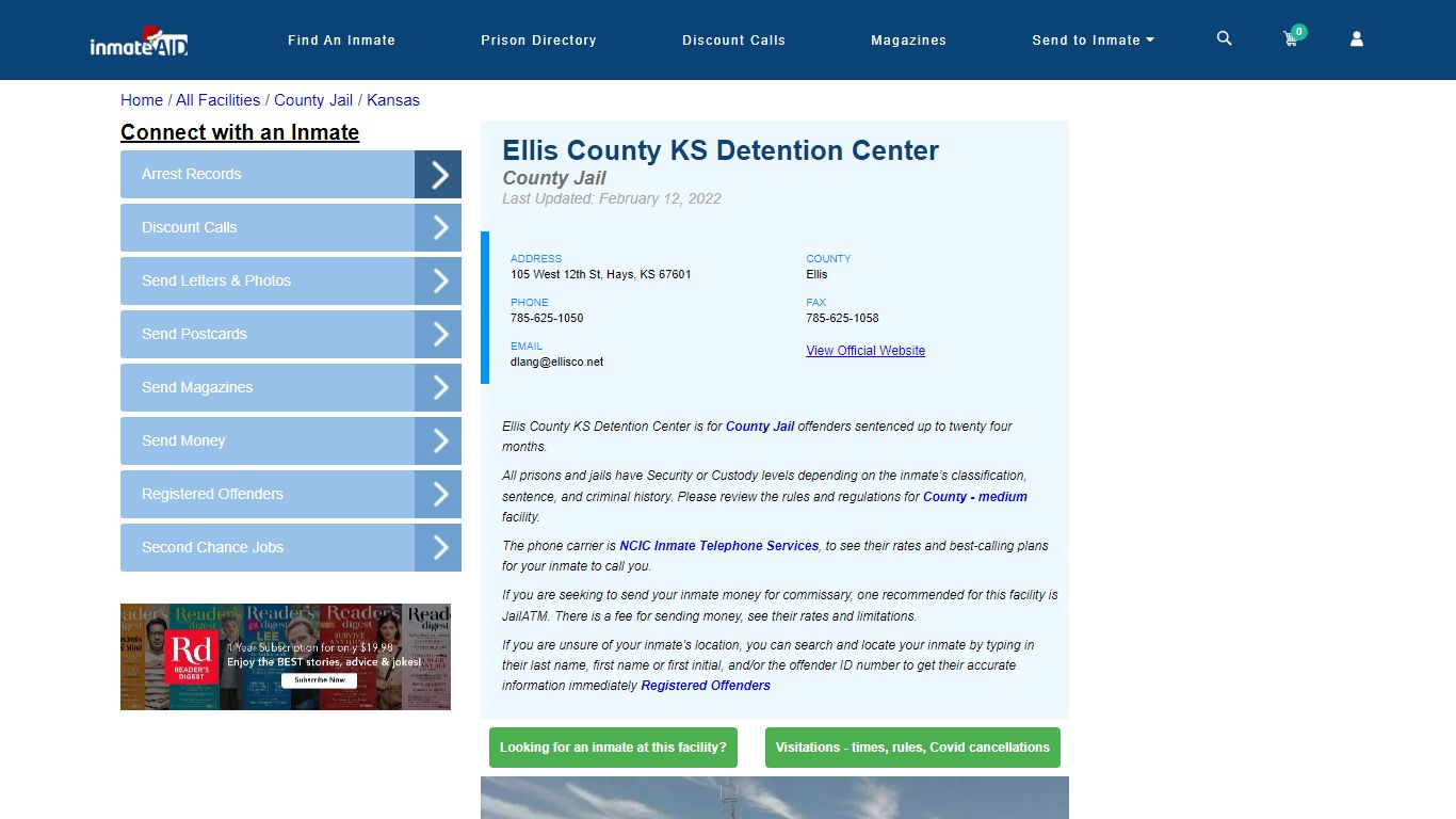 Ellis County KS Detention Center - Inmate Locator - Hays, KS