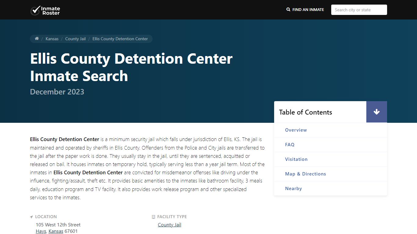 Inmate Search | Ellis County Detention Center - Hays, KS
