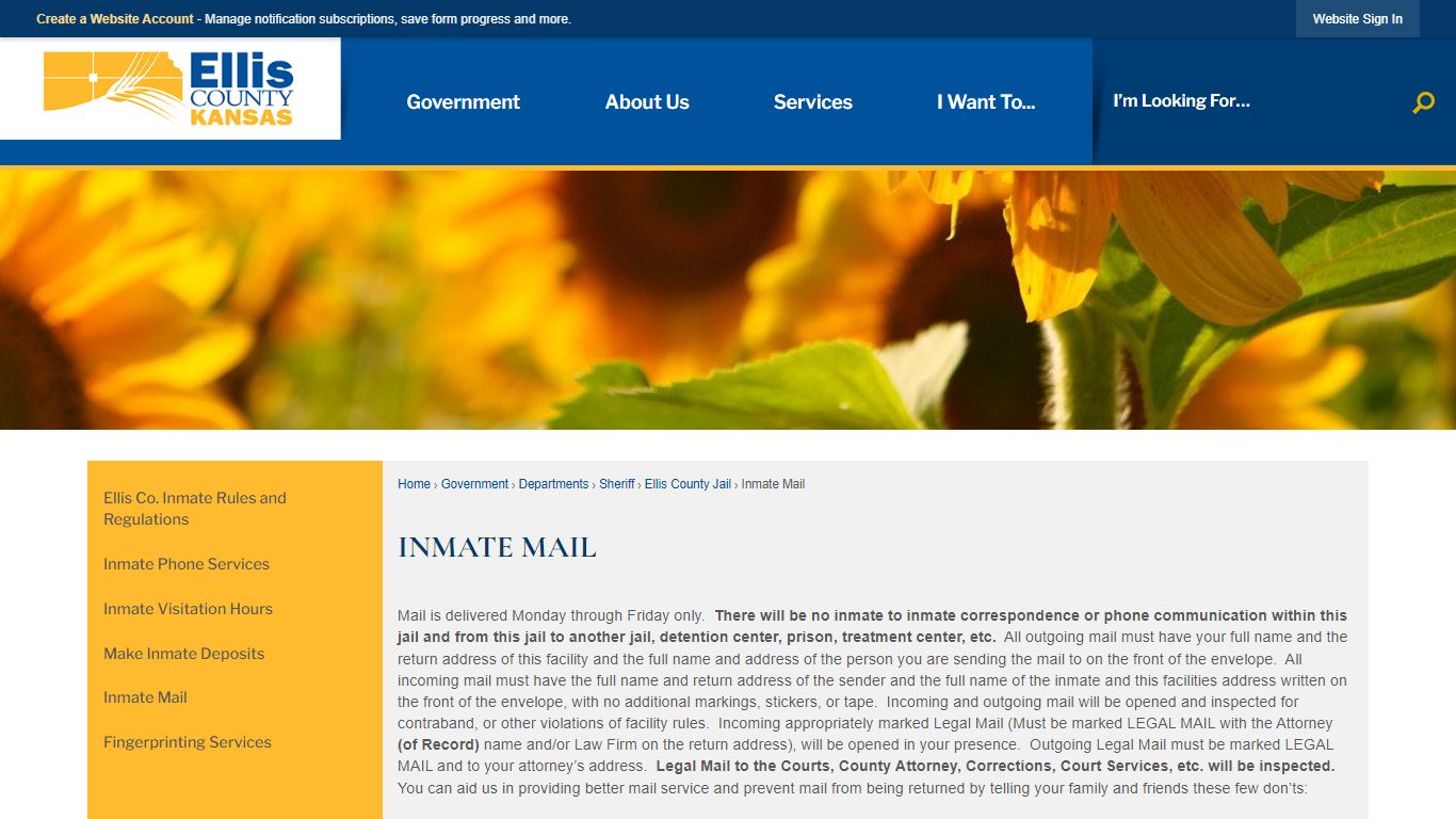 Inmate Mail | Ellis County, KS - Official Website